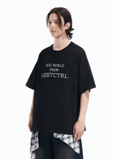 Oversized Cross - Stitch Lettering Tee - COPPING THREADS - LOSTCTRL